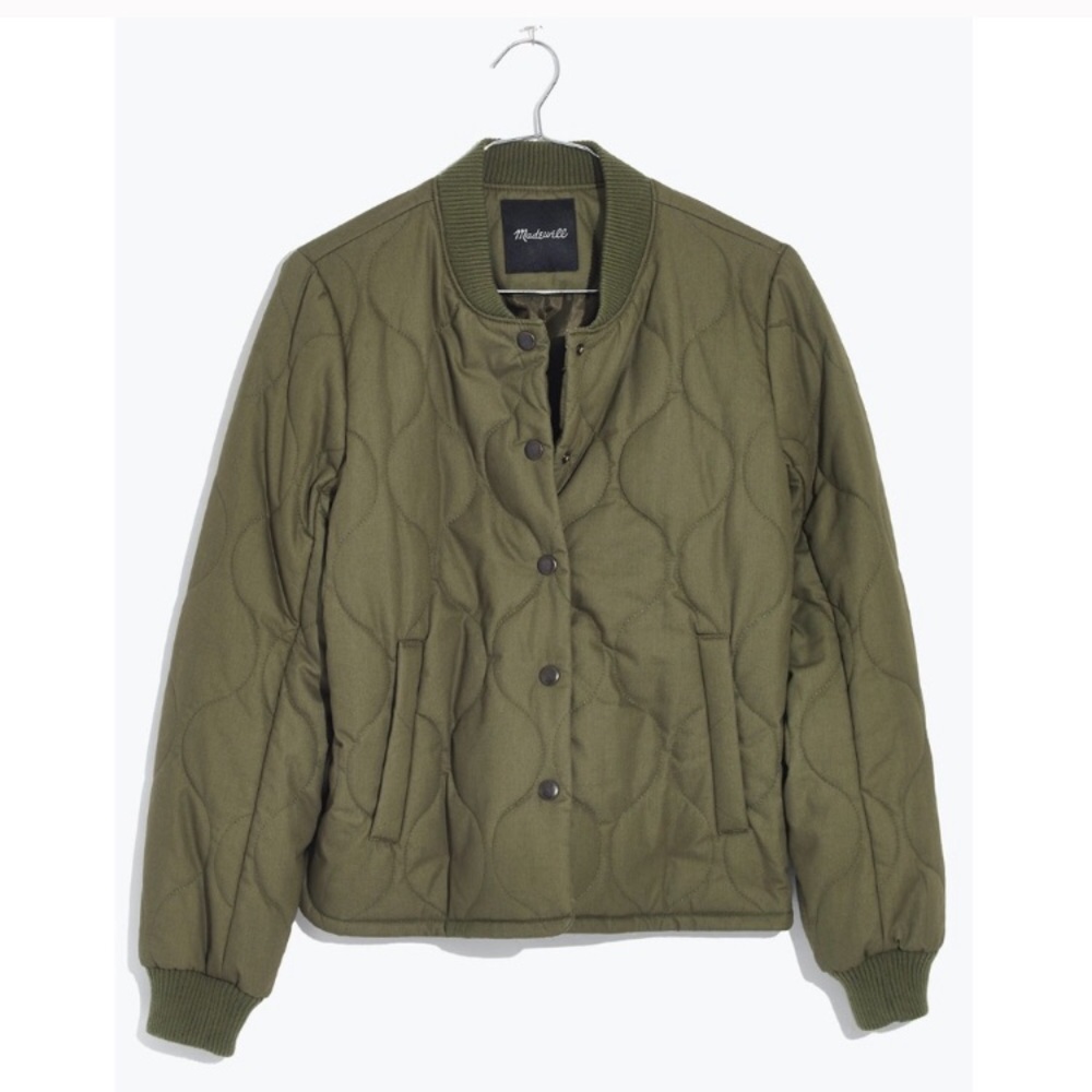 Madewell green quilted bomber